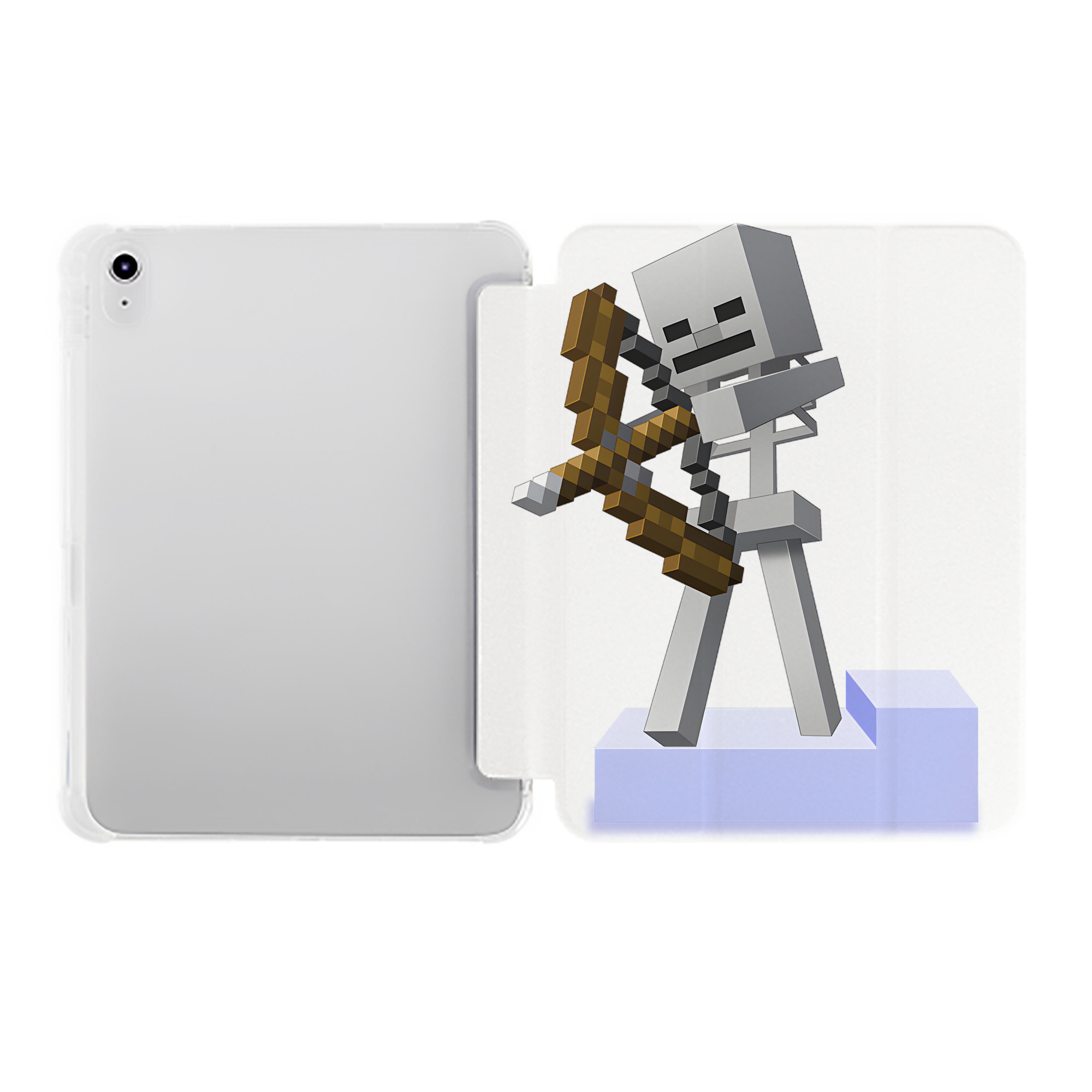 （画像用） マインクラフト ブロックの世界 Minecraft MC Block world IPad ケース ペン収納付き 三つ折りスタンド PUレザー×シリコン 対応機種9.5/10.5/10.9インチ